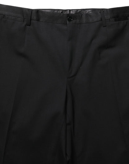 Dolce & Gabbana Black Wool Tapered Leg Dress Trouser Pants