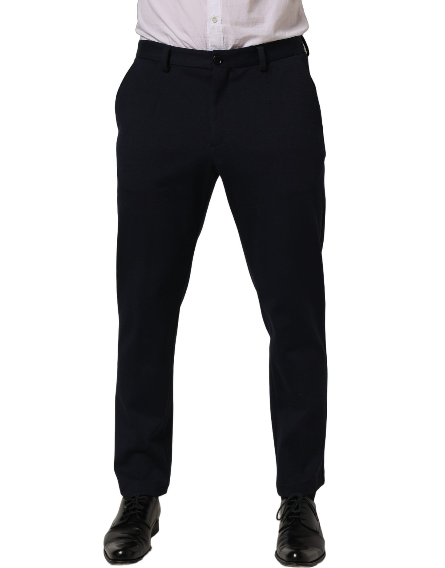 Dolce & Gabbana Black Cotton Tapered Leg Dress Trouser Pants
