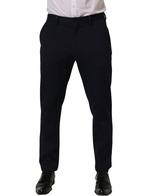 Trousers by Dolce & Gabbana for men in cotton black features an sartorial silhouette, showcasing a precise tapered-leg and long with a sartorial for a refined look.