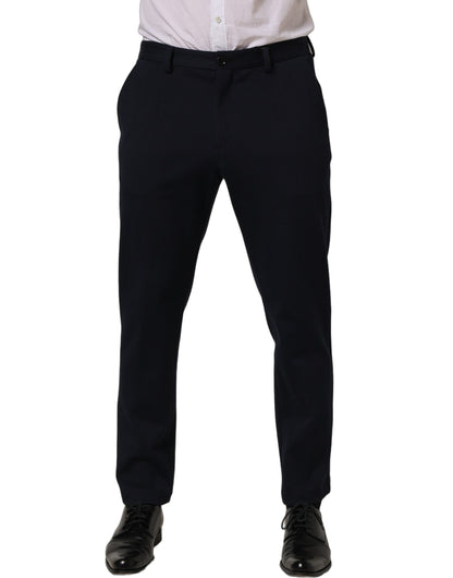 Dolce & Gabbana Black Cotton Tapered Leg Dress Trouser Pants