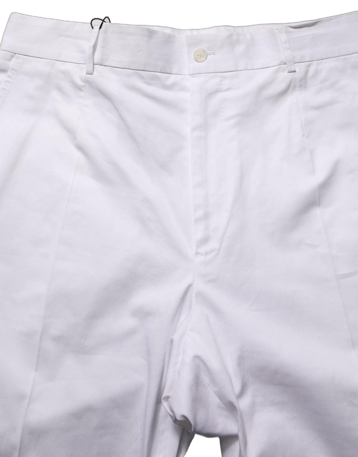 Dolce & Gabbana White Cotton Tapered Leg Dress Trouser Pants