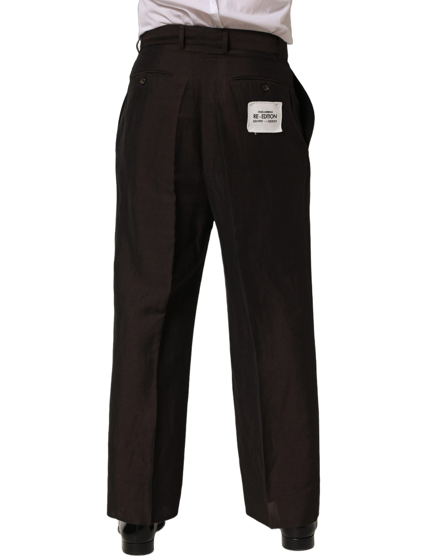 Dolce & Gabbana Brown Linen Straight Men Dress Trouser Pants