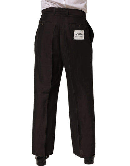 Dolce & Gabbana Brown Linen Straight Men Dress Trouser Pants