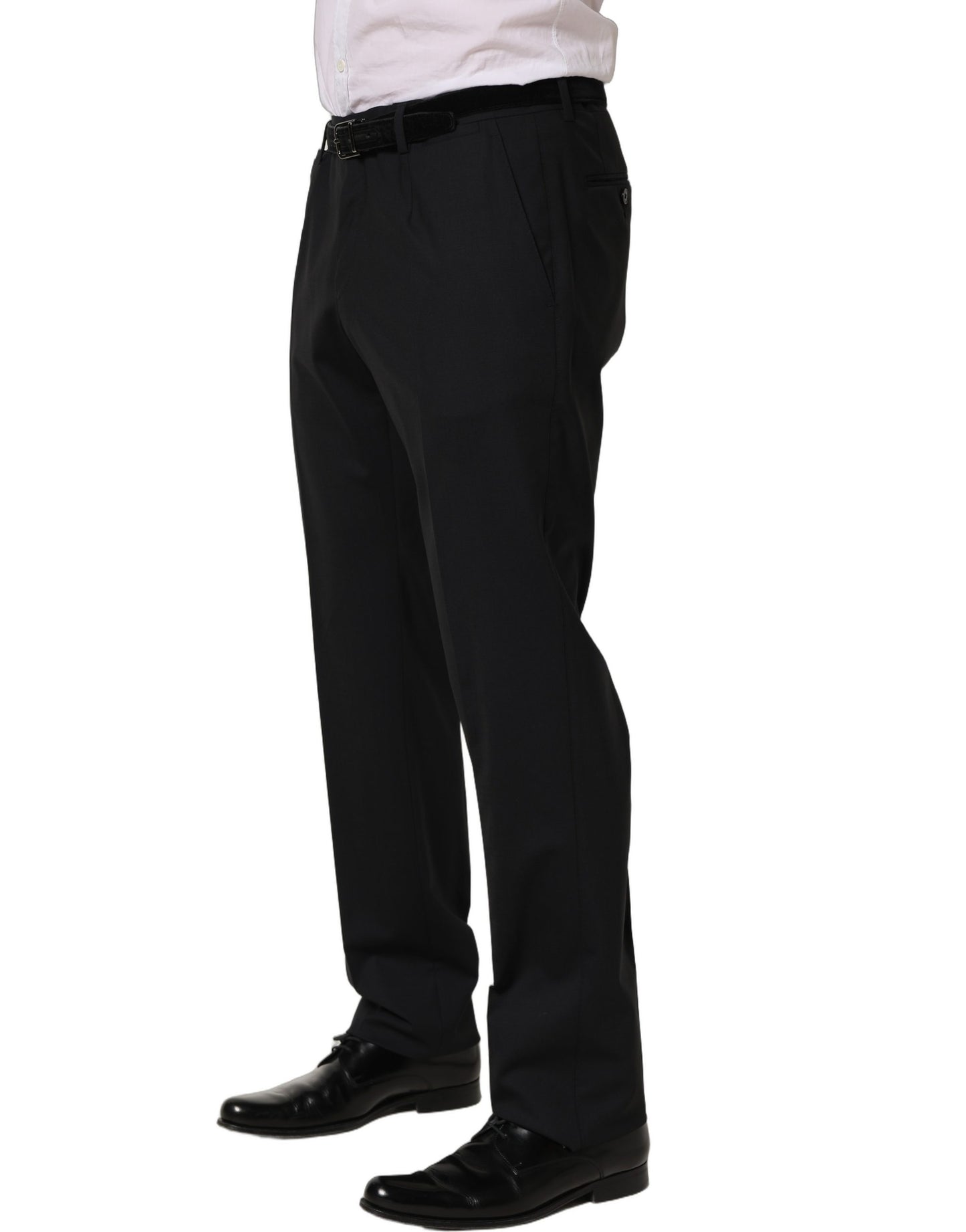 Dolce & Gabbana Black Wool Tapered Leg Dress Trouser Pants