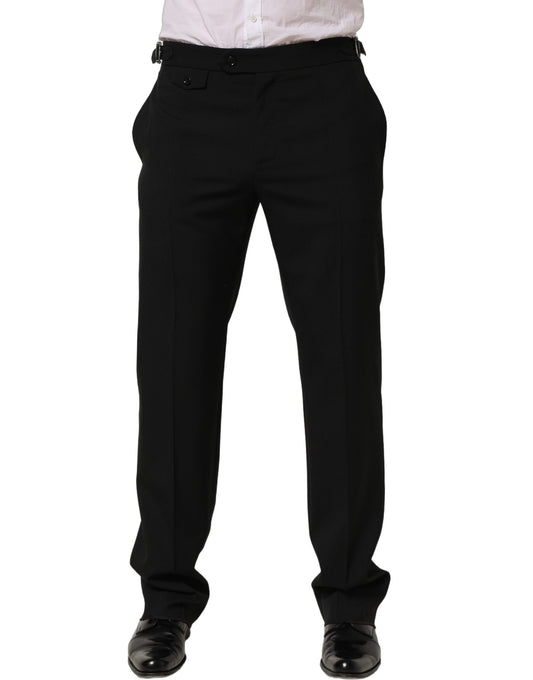 Trousers by Dolce & Gabbana for men in polyester wool black features an on trend silhouette, showcasing a sophisticated tapered-leg with a long and for an on trend finish.