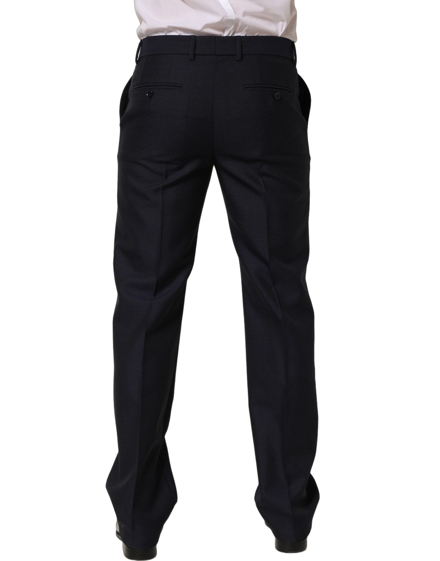 Dolce & Gabbana Black Wool Tapered Leg Dress Trouser Pants