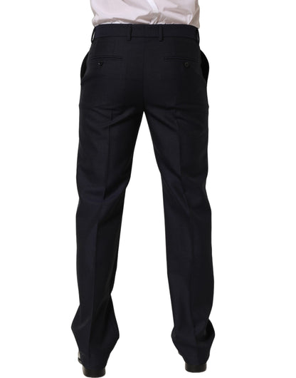 Dolce & Gabbana Black Wool Tapered Leg Dress Trouser Pants