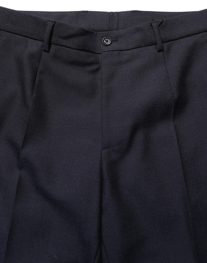 Dolce & Gabbana Black Wool Tapered Leg Dress Trouser Pants