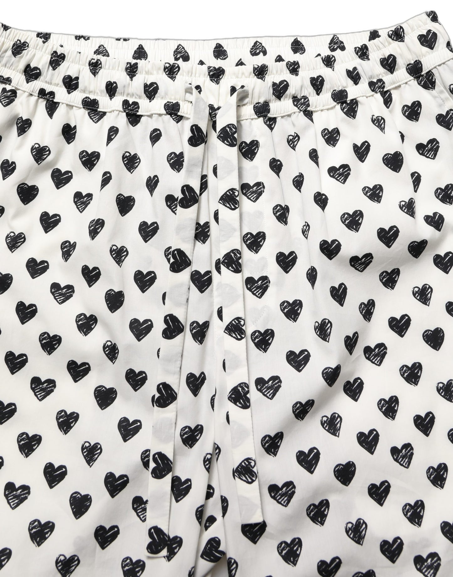 Dolce & Gabbana White Graphic Heart Print Men Trousers Pants