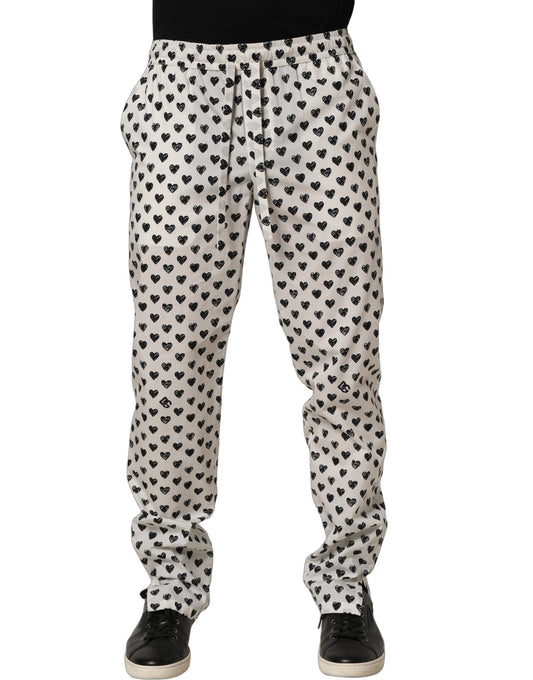 Chinos Pants by Dolce & Gabbana for men in stretch cotton black, white & print presents a sartorial luxe silhouette, showcasing a sophisticated straight-leg & relaxed-fit with a long and for a premium, sartorial luxe finish.
