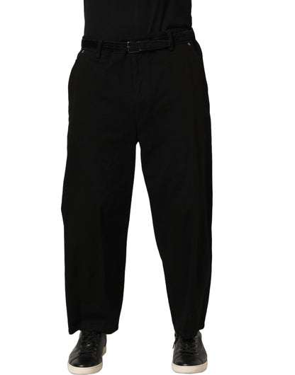 Dolce & Gabbana Black Mid Waist Straight Men Trouser Pants
