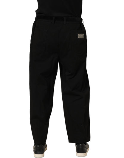 Dolce & Gabbana Black Mid Waist Straight Men Trouser Pants