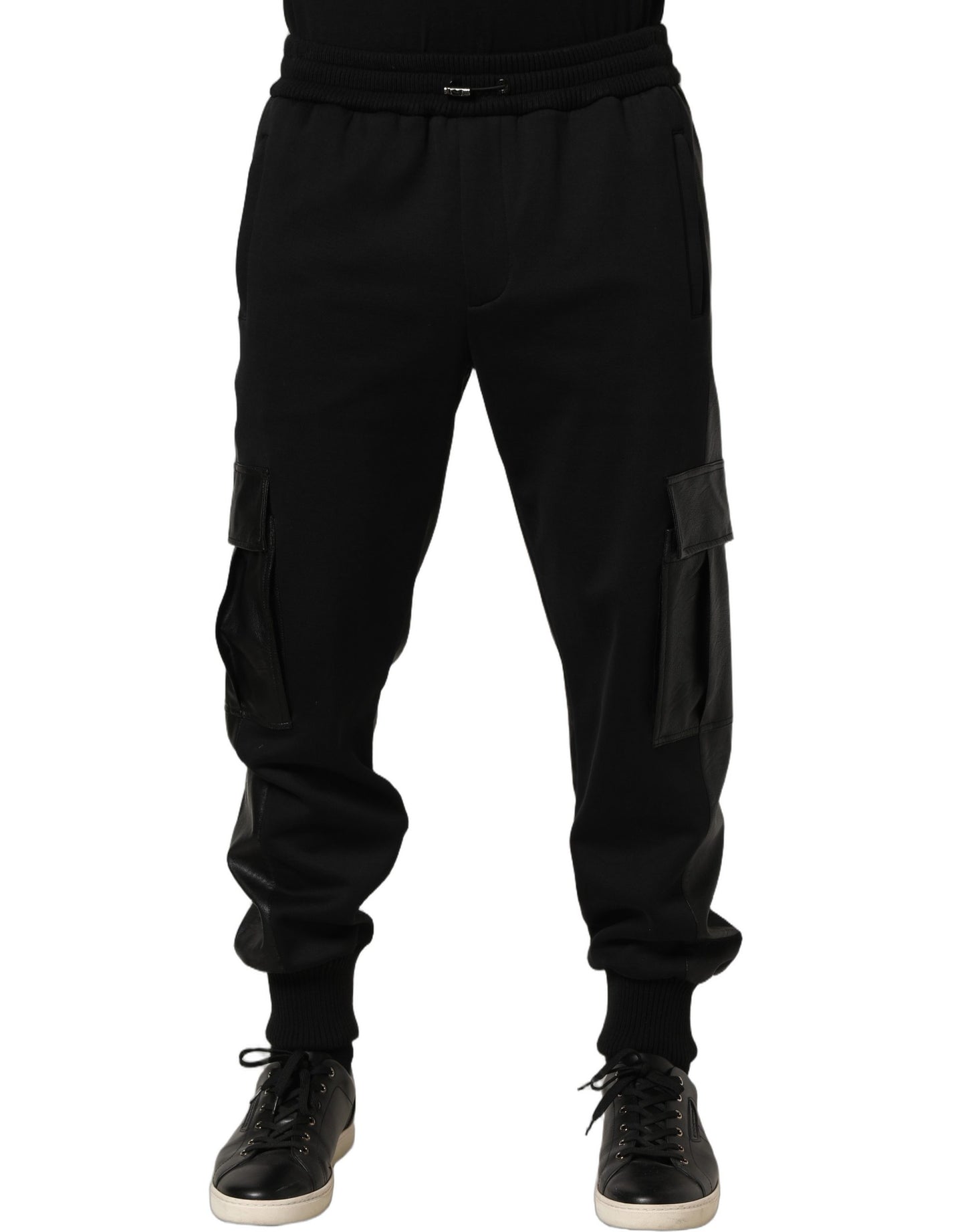 Dolce & Gabbana Black Mid Waist Cargo Jogger Sweatpants Pants