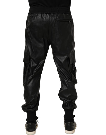 Dolce & Gabbana Black Mid Waist Cargo Jogger Sweatpants Pants