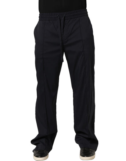 Dolce & Gabbana Black Nylon Straight Jogger Sweatpants Pants