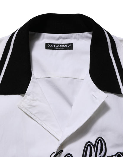 Dolce & Gabbana White LogoPatch Cotton Baseball Casual Shirt