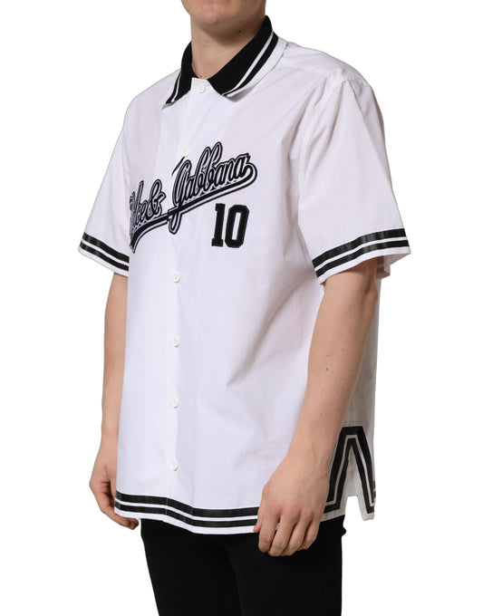 T-Shirt by Dolce & Gabbana for men in cotton black, white & patterned showcases a unassuming silhouette, artfully detailed with a refined wrap neckline and unassuming short-sleeve for a sophisticated, contemporary look.