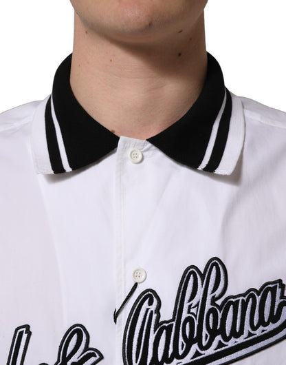 Dolce & Gabbana White LogoPatch Cotton Baseball Casual Shirt