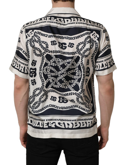 Dolce & Gabbana Black White Logo Bandana Short Sleeves Shirt