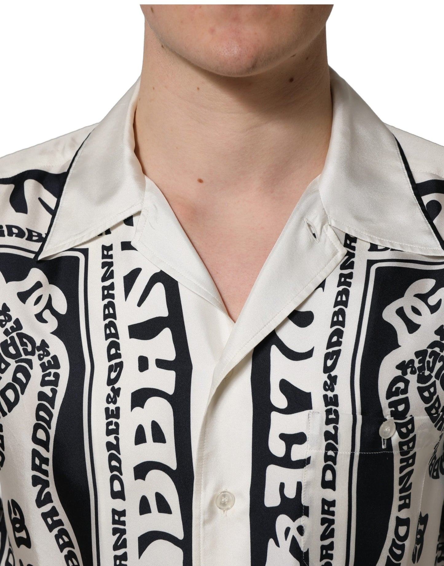 Dolce & Gabbana Black White Logo Bandana Short Sleeves Shirt
