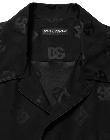Dolce & Gabbana Black Logo Monogram Short Sleeves Men Shirt
