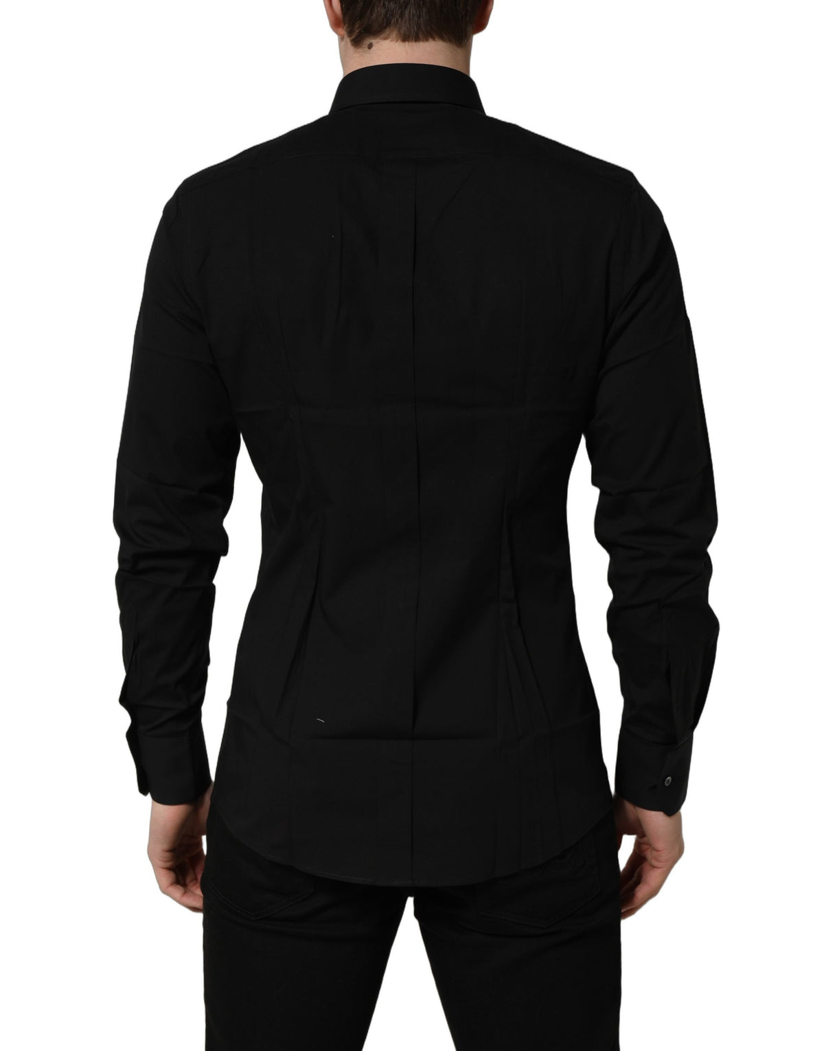 Dolce & Gabbana Men's Slim Long-Sleeve Stretch Cotton Dress Shirt - Black Gold