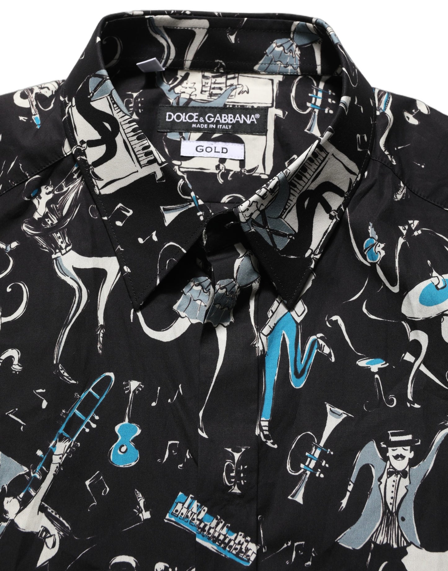 Dolce & Gabbana Black Jazz Club Cotton GOLD Fit Dress Shirt
