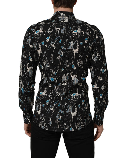 Dolce & Gabbana Black Jazz Club Cotton GOLD Fit Dress Shirt