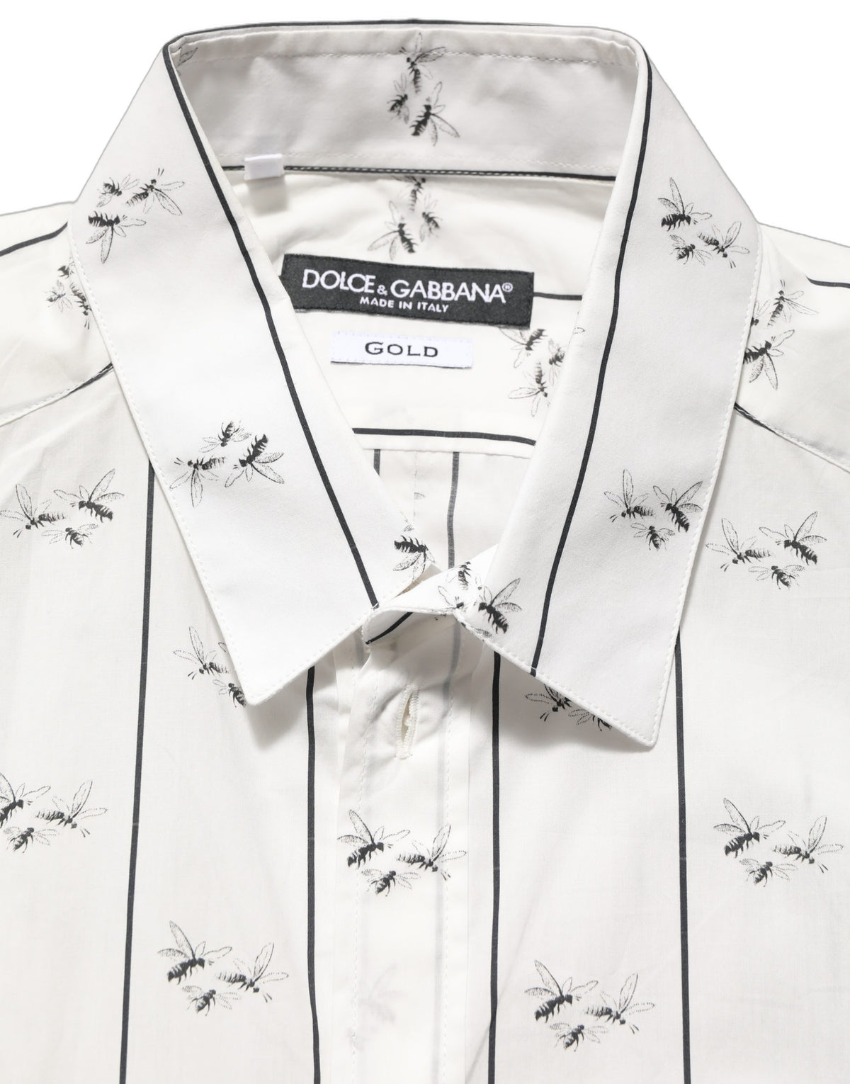 Dolce & Gabbana Men's Slim Long-Sleeve Cotton Dress Shirt - Gold White Print