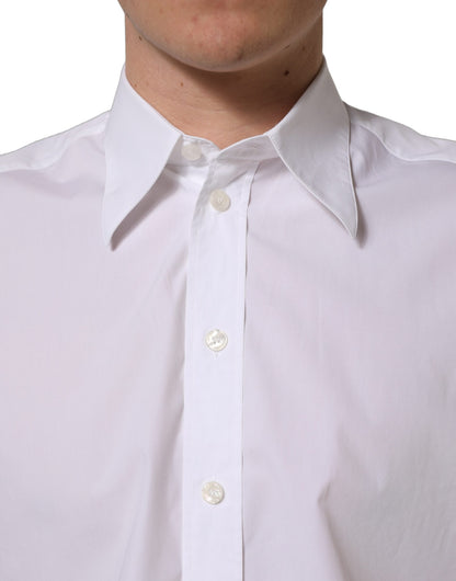 Dolce & Gabbana White Cotton Sleeveless Formal Dress Shirt