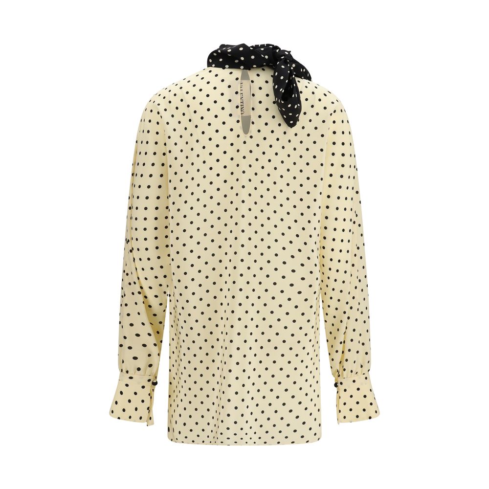 Blouse by Valentino Garavani for women in silk beige & patterned features an polished silhouette, showcasing a sophisticated and detail for a truly polished finish.
