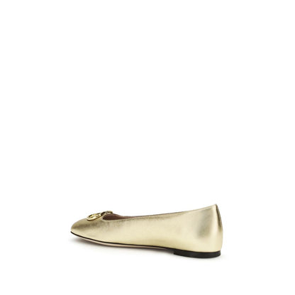 Ballet Flat Shoes by Valentino Garavani for women in bos taurus nappa calf leather gold & signature features an captivating silhouette, showcasing the captivating style of the V Logo Women's Bos Taurus Nappa Calf Leather Ballet Flat Shoes with its distinct and refined .