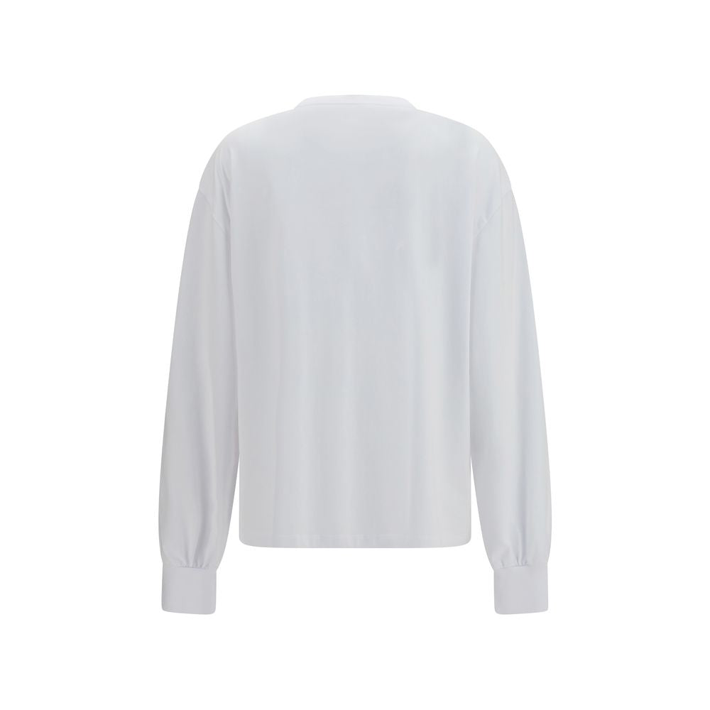 Sweatshirt by Ganni for women in cotton white & print features an enviable silhouette, showcasing a premium and refined round neckline for a truly enviable finish.