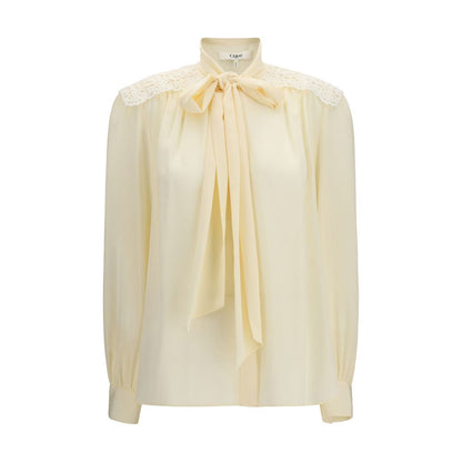 Blouse by Chloé for women in polyester beige presents a discerning silhouette, showcasing a sophisticated and long-sleeve for a truly discerning finish.