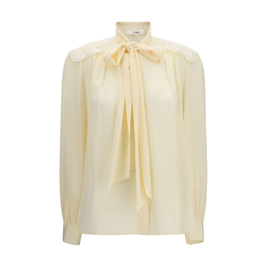 Blouse by Chloé for women in polyester beige presents a discerning silhouette, showcasing a sophisticated and long-sleeve for a truly discerning finish.
