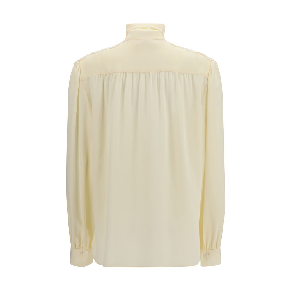 Blouse by Chloé for women in polyester beige showcases a sharp silhouette, elegantly detailed with a sharp and sharp .