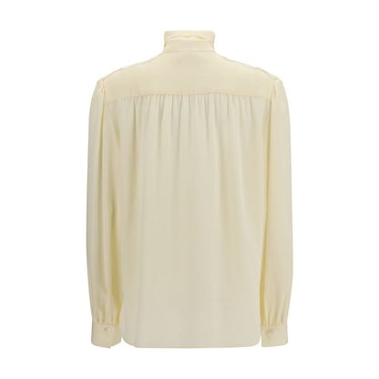 Blouse by Chloé for women in polyester beige showcases a sharp silhouette, elegantly detailed with a sharp and sharp .