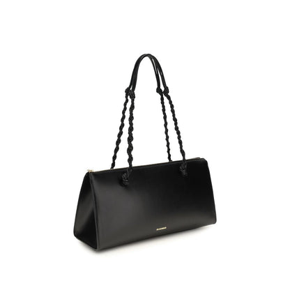Shoulder Handbag by Jil Sander for women in bos taurus calf leather black, gold & signature features a exquisite silhouette, showcasing a secure zipper and exquisite with versatile shoulder-strap & handle for a exquisite finish.