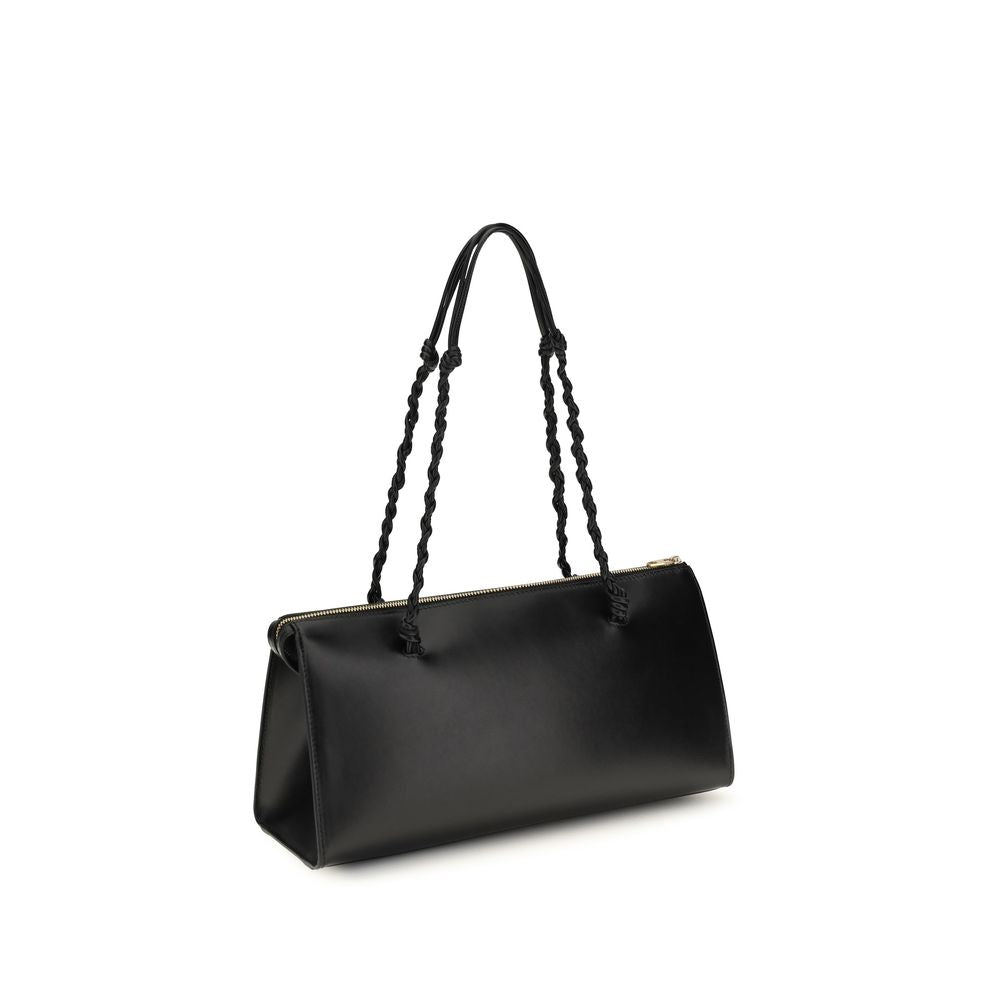 Shoulder Handbag by Jil Sander for women in bos taurus calf leather black, gold & signature presents a ornamental silhouette, showcasing a secure zipper, ample , and versatile shoulder-strap & handle for a ornamental finish.