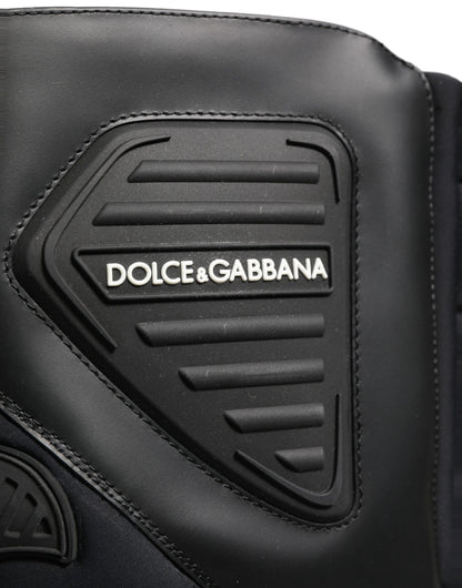 Dolce & Gabbana Black Leather Biker Mid Calf Men Boots Shoes