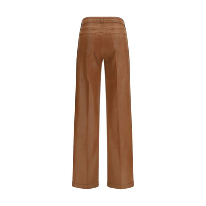 Jeans by L'Agence for women in stretch denim cotton beige features an refined tailoring silhouette, showcasing a premium regular-fit & wide with a high rise and long cut for a refined tailoring look.