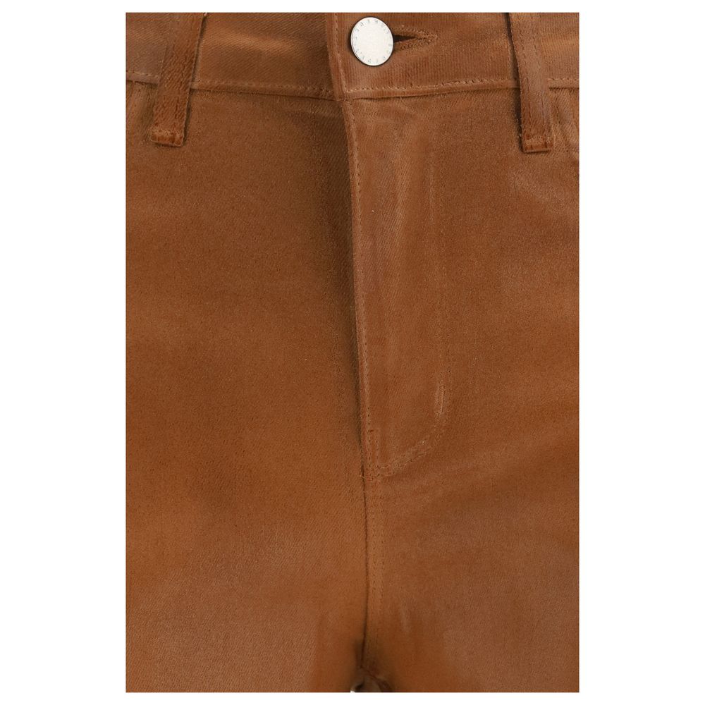 Jeans by L'Agence for women in stretch denim cotton beige presents a tailored silhouette, showcasing a tailored regular-fit & wide and long cut with a refined high rise for a truly tailored aesthetic.