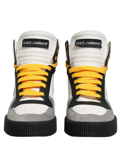 Dolce & Gabbana Men's High Top Calf & Goat Leather Sneakers - Multicolor Yellow