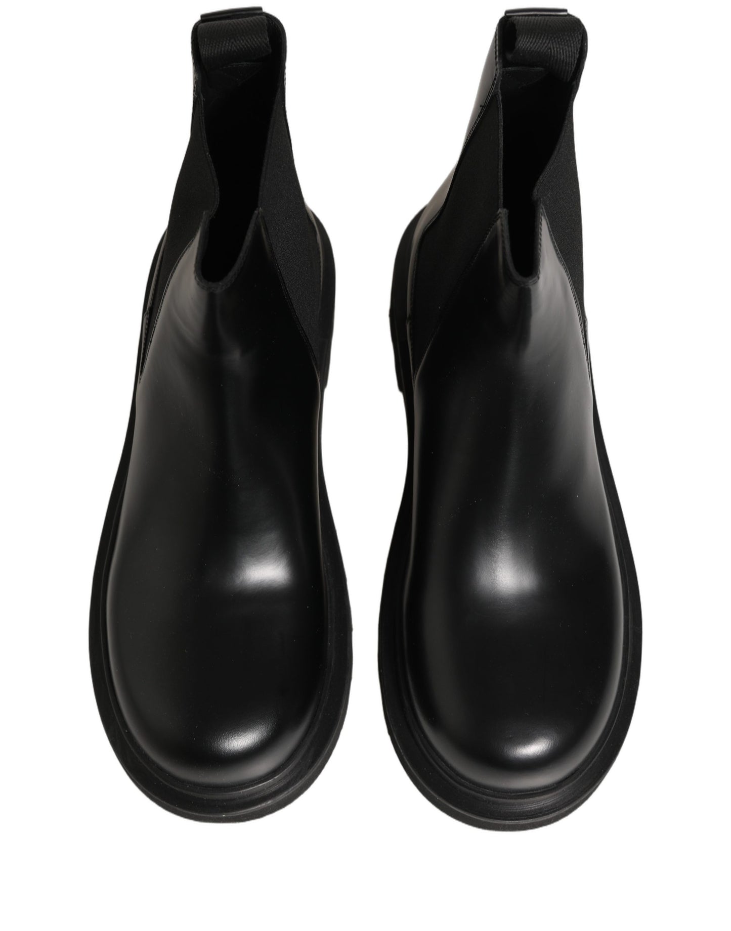 Dolce & Gabbana Black Chelsea Boots Leather Slip On Men Shoes