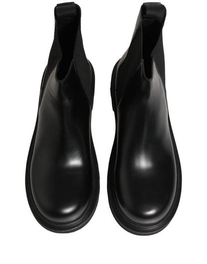 Dolce & Gabbana Men's Calf Leather Ankle Chelsea Boots - Black
