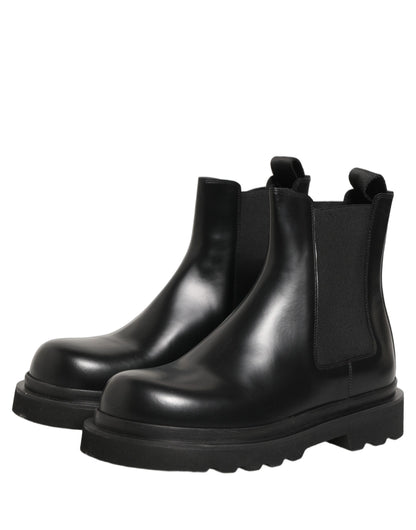 Dolce & Gabbana Men's Calf Leather Ankle Chelsea Boots - Black