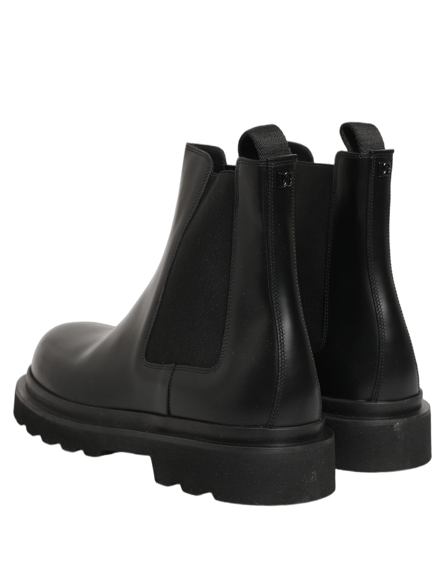 Dolce & Gabbana Black Chelsea Boots Leather Slip On Men Shoes
