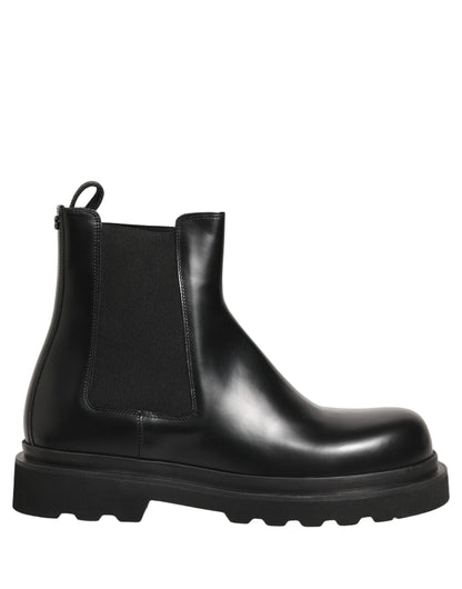 Dolce & Gabbana Men's Calf Leather Ankle Chelsea Boots - Black