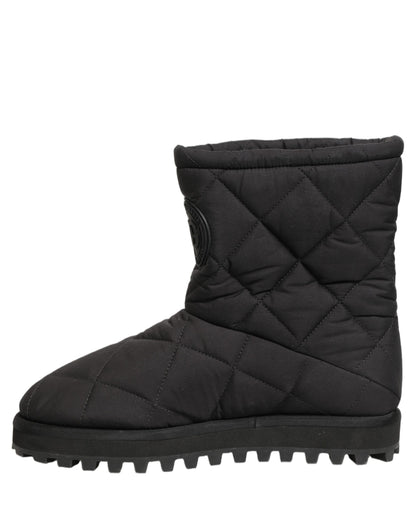 Dolce & Gabbana Men's Polyester Nylon Goat & Calf Leather Ankle Mid-Calf Boots - Black
