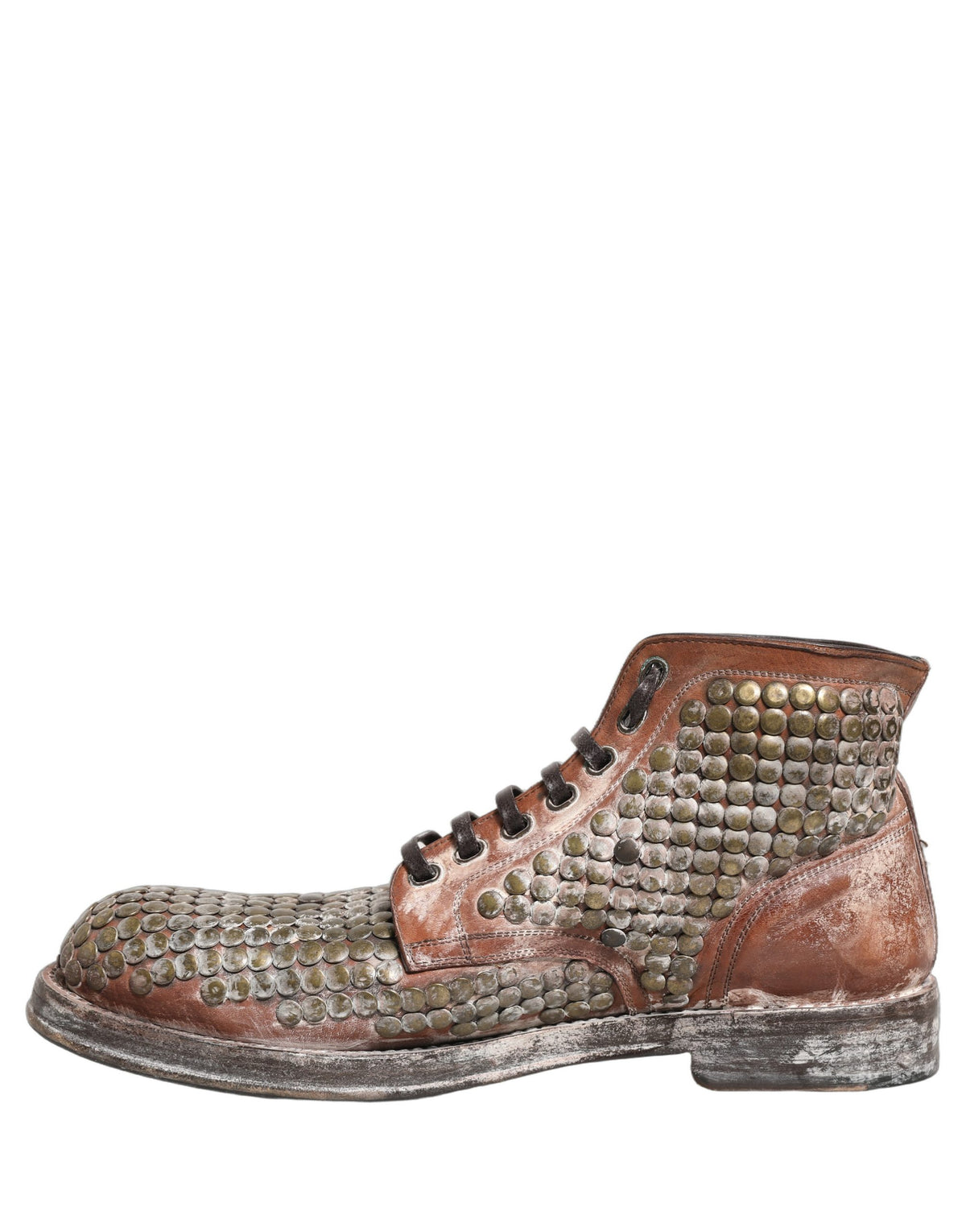 Dolce & Gabbana Men's Leather Lace-Up Ankle Boots - Black Brown